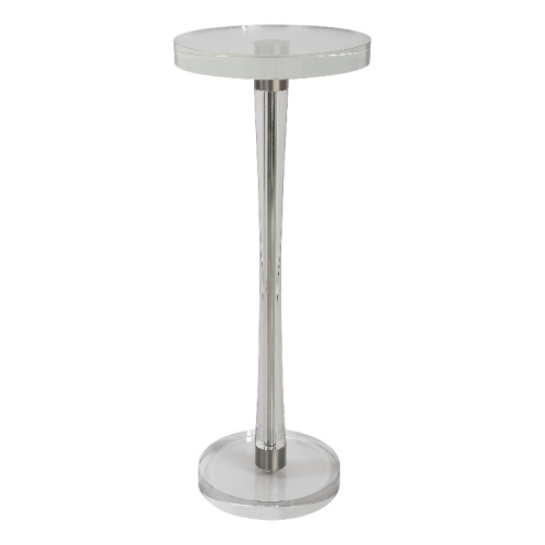 UTTERMOST  Pria Contemporary Crystal And Metal Drink Table In Silver