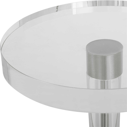Uttermost Pria Contemporary Crystal and Metal Drink Table in Silver