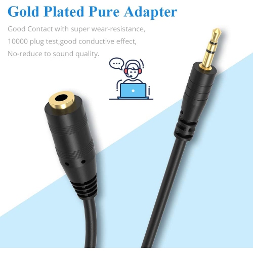 Câble adaptateur audio stéréo mâle de 2,5 mm à 3,5 mm femelle pour écouteurs