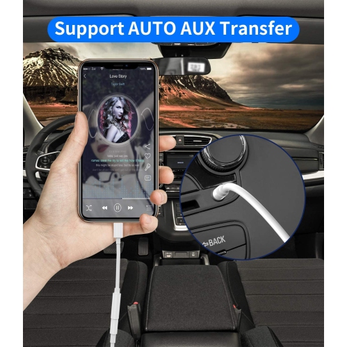 Adaptateur auxiliaire de iPhone pour prise pour écouteurs; clé de câble; Câble Lightning vers répartiteur de 3,5 mm; Cordon audio certifié MFI d’Apple