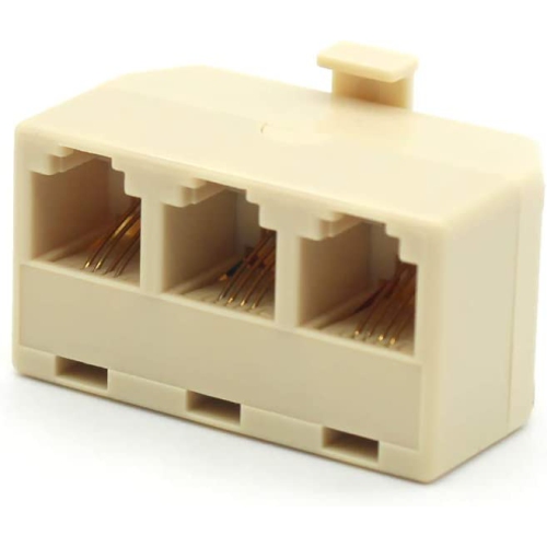 Modular Telephone Splitter Adapter RJ11 6P4C Snap-In Male to Female 3-Way Line Socket Triplex Divider Connector RJ11