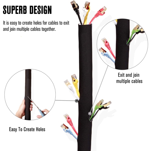 Manchons d’organisation des câbles Organisateur de cordon en néoprène pour câbles USB de téléviseur PC réseau (120