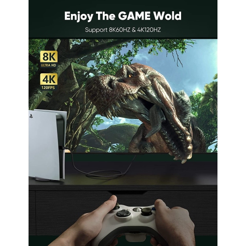 Certified 8k HDMI Cable 6.6FT/2m, HDMI 2.1 48gbps High Speed Hdmi Braided Cord Audio & Video High Speed Cable-4k@120hz