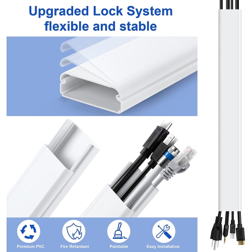 Cable Covers for Wall Mount TV -34in Wall Cable Management Raceway, Large TV Cord Hider - Paintable TV Cord Cover