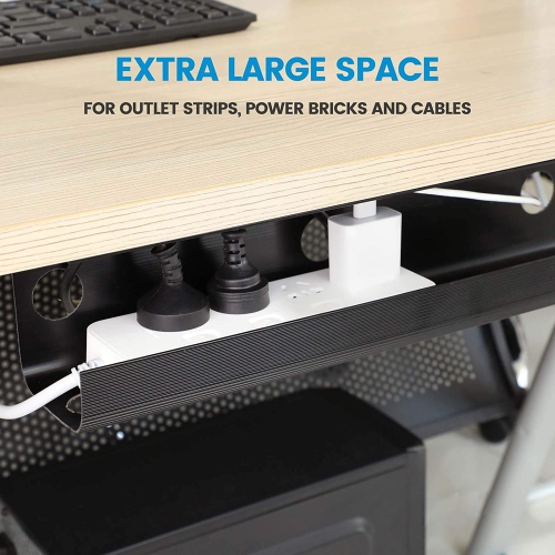 Under Desk Cable Management Cable Tray with Mounting Tape, 2 Pack Organizer Cable Tray for Cords Wires Power