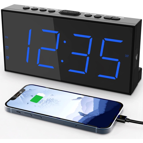 GENERIC  Alarm Clocks for Bedrooms, Digital Clock With 7.5"large Led Display, Dual Alarms, USB Charging Port, 5 Brightness, 4