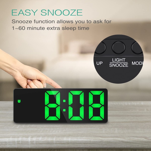 Digital Alarm Clock, Small Desk Clock, Led Alarm Clock with USB Port for Charging, Snooze, Adjustable Brightness,