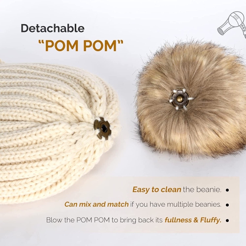 Tuque tricot d'hiver pour femmes avec revers en similifourrure molletonné pour femmes