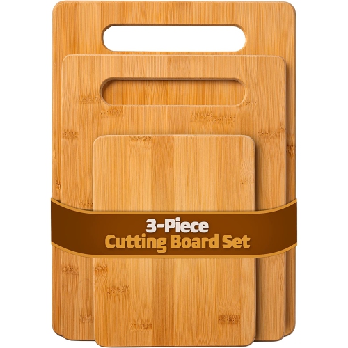 GENERIC  Bamboo Cutting Board Set - 3-Piece Wooden Kitchen Chopping Boards for Food Prep, Chopping, Carving Meat, Fruits