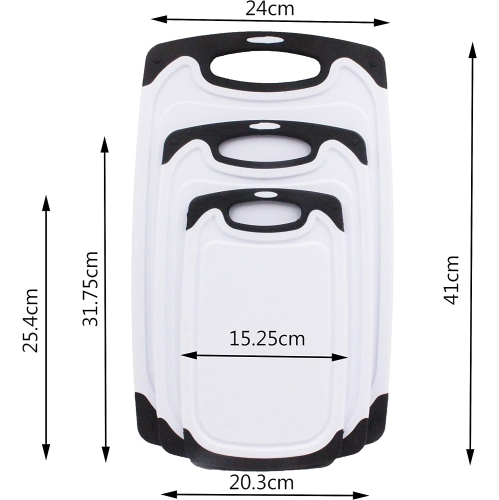 Kitchen Cutting Boards Set XL-L-M Non Slip Base & Handles, with Juice Groove, Sturdy and Thick, Convenient for Daily