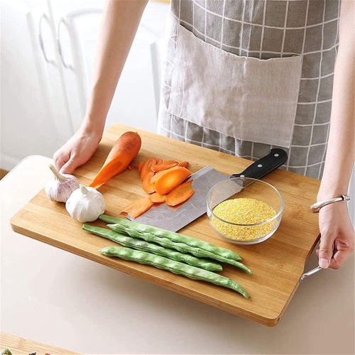 Kitchen Bamboo Cutting Boards, Stain/Odor Resistant Chopping Boards with Easy Grip Handles for Food Prep,