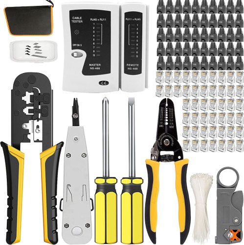 GENERIC  Taiwain Rj45 Crimper Kit Cat5 Crimping Tool Set, Cat6 Network Cable Repair Maintenance Punch Down Tool for Rj11 Rj12