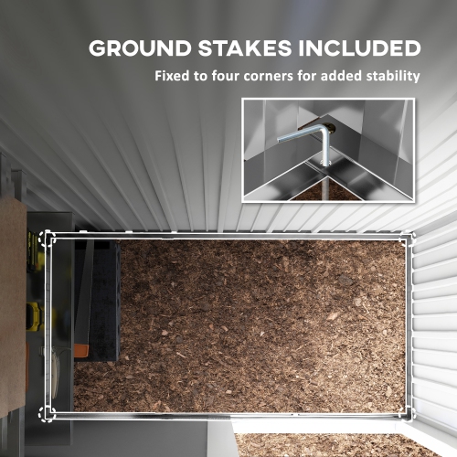 Outsunny 5' x 3' Steel Outdoor Storage Shed, Lean-to Garden Shed with Adjustable Shelf, Foundation Kit, Lock and Gloves for Lawn Mower, Tool, Patio,