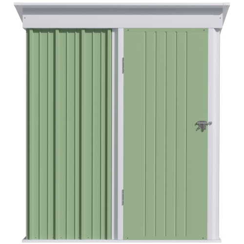 Outsunny 5' x 3' Steel Outdoor Storage Shed, Lean-to Garden Shed with Adjustable Shelf, Foundation Kit, Lock and Gloves for Lawn Mower, Tool, Patio,