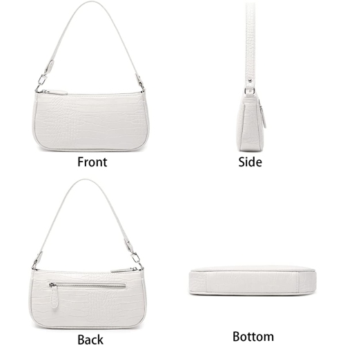 Shoulder Bags for Women Small White Purse Y2K Handbag Crocodile Pattern Clutch 90s Purses