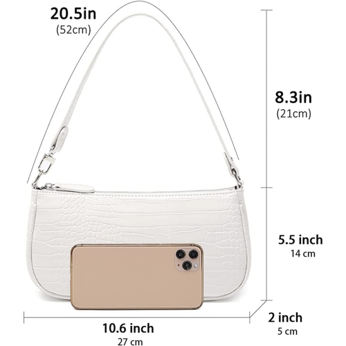 Shoulder Bags for Women Small White Purse Y2K Handbag Crocodile Pattern Clutch 90s Purses