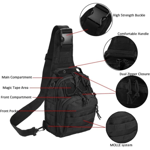 Tactical Shoulder Bag,1000D Outdoor Military Sling Daypack Backpack