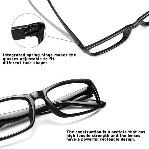 5 Pack Reading Glasses for Women Men with Spring Hinge Blue Light Blocking Clear Lens Computer Readers