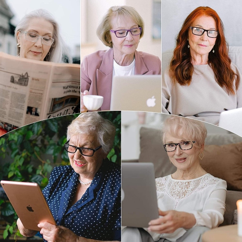 5 Pack Reading Glasses for Women Men with Spring Hinge Blue Light Blocking Clear Lens Computer Readers