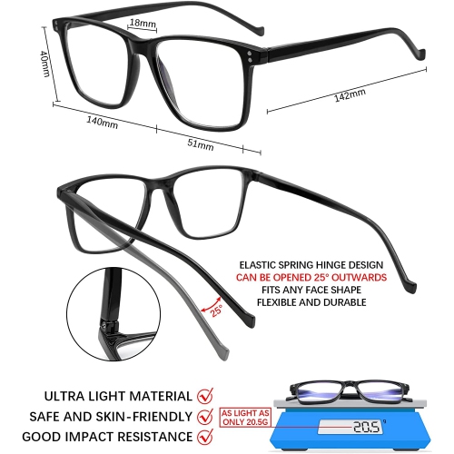 Progressive Multifocus Reading Glasses Blue Light Blocking ,Spring Hinge Readers for Women Men