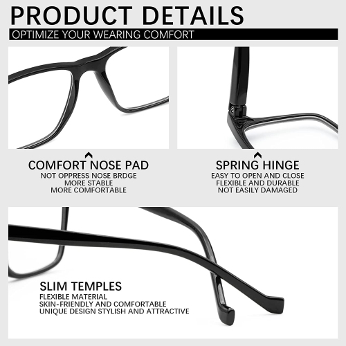 Progressive Multifocus Reading Glasses Blue Light Blocking ,Spring Hinge Readers for Women Men