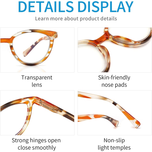 5 Pack Reading Glasses Blue Light Blocking,Stylish Womens Readers 1.0 Spring Hinge,Computer Eyeglasses Ladies