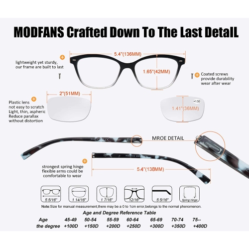 Reading Glasses Women 4 Pack Retro Reader,Flexible Spring Hinge Including Pouch