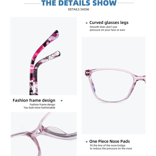 4 Pack Reading Glasses Blue Light Blocking for Women Men,Fashion Square Computer Readers with Spring Hinge,Anti