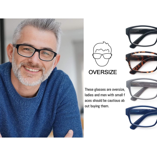 Reading Glasses Men Oversized Readers Large Square Frame GLasses Reading for Men Comfortable Flexible Spring Hinge 4