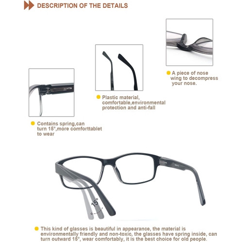 Reading Glasses Men Oversized Readers Large Square Frame GLasses Reading for Men Comfortable Flexible Spring Hinge 4