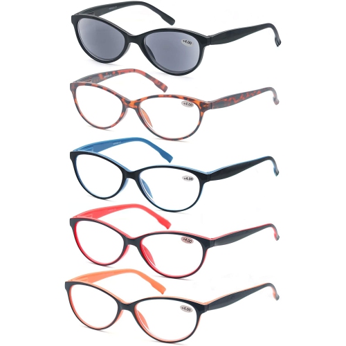 Reading Glasses Women 5 Pack Beautiful Women Reader Inculding Spring Hinge 5 Pouch