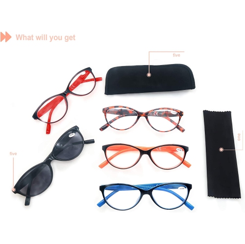 Reading Glasses Women 5 Pack Beautiful Women Reader Inculding Spring Hinge 5 Pouch
