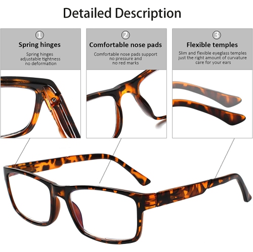 Paquet de 5 paires de lunettes de lecture anti-lumière bleue UV400 anti-reflets pour hommes femmes