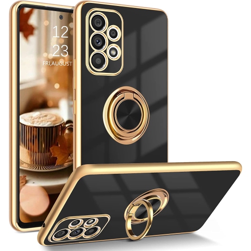 Samsung A53 5G Case, A53 5G Case Ring Holder Edge Plating Rotation Kickstand Soft Silicone TPU Bumper Women