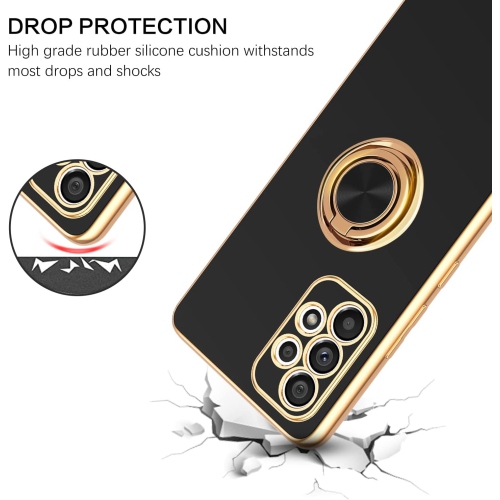 Samsung A53 5G Case, A53 5G Case Ring Holder Edge Plating Rotation Kickstand Soft Silicone TPU Bumper Women
