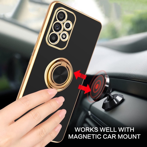 Samsung A53 5G Case, A53 5G Case Ring Holder Edge Plating Rotation Kickstand Soft Silicone TPU Bumper Women