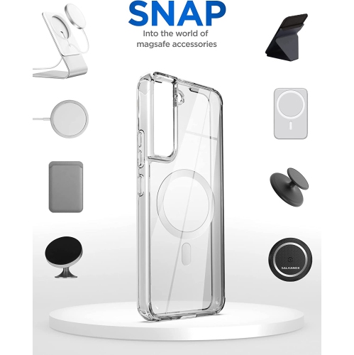 Arrière transparent pour Galaxy S22 plus de Samsung, étui magnétique compatible avec les accessoires et le chargement MagSafe