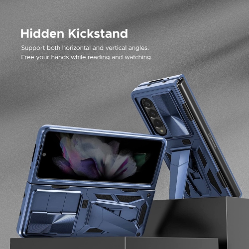 Military Armor Series Case. Designed for Samsung Galaxy Z Fold 4 Case - Blue (Patent Pending)