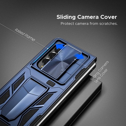Military Armor Series Case. Designed for Samsung Galaxy Z Fold 4 Case - Blue (Patent Pending)