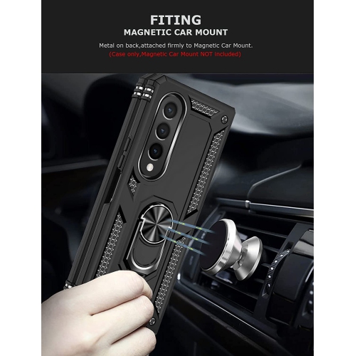 Ring Kickstand Phone Case for Galaxy Z Fold4 5G,Heavy Duty Dual Layer Drop Protection Case for Samsung Galaxy