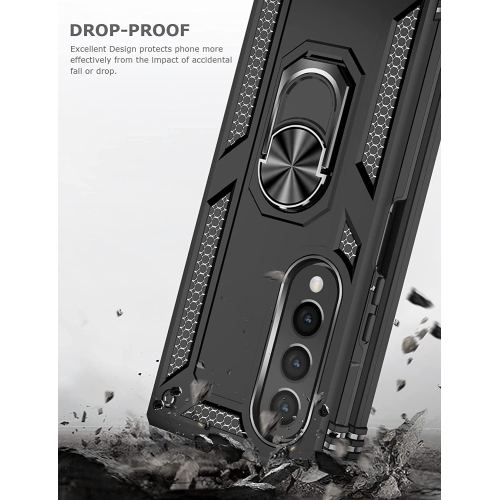 Ring Kickstand Phone Case for Galaxy Z Fold4 5G,Heavy Duty Dual Layer Drop Protection Case for Samsung Galaxy