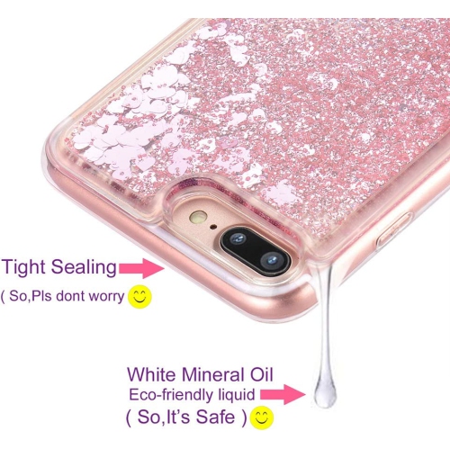 iPhone 7 Plus Case, iPhone 8 Plus Case, Double Layer Design Bling Flowing Liquid Floating Sparkle Colorful