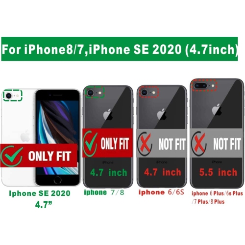 iPhone SE 2nd Generation New, iPhone 8, iPhone 7/6/6s Case, Screen Protector Slim Shock Absorption Reinforced Corner
