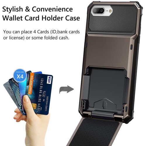 Case for iPhone 6s Plus 6 Plus 7 Plus 8 Plus Wallet Cover Credit Card Holder Slot Pocket Dual Layer Protective
