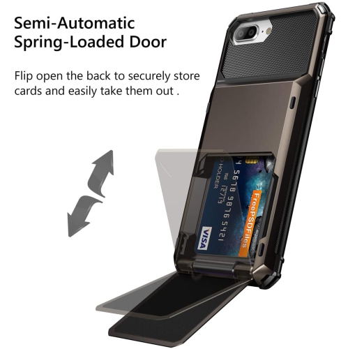 Case for iPhone 6s Plus 6 Plus 7 Plus 8 Plus Wallet Cover Credit Card Holder Slot Pocket Dual Layer Protective