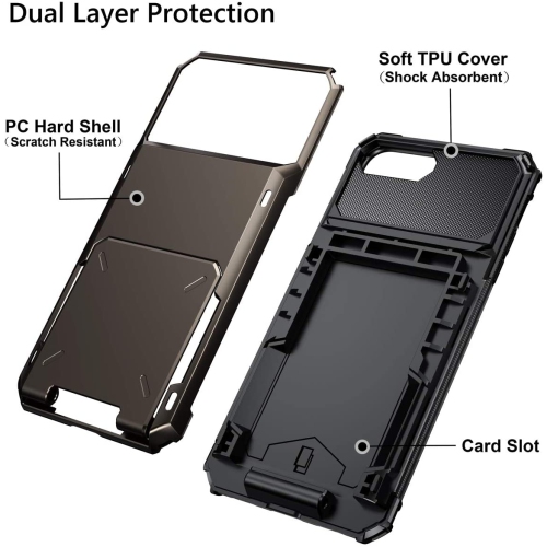 Case for iPhone 6s Plus 6 Plus 7 Plus 8 Plus Wallet Cover Credit Card Holder Slot Pocket Dual Layer Protective