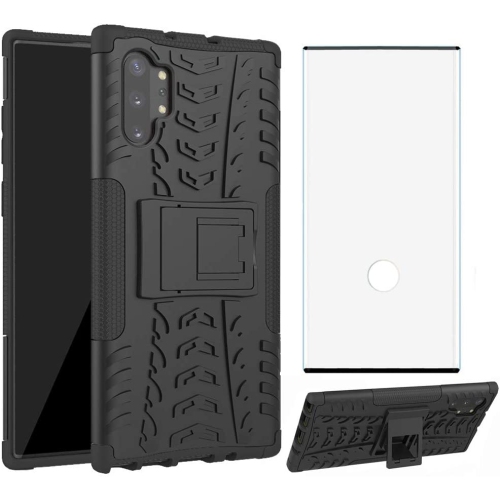 Image 1 of 5.. Phone Case for Samsung Galaxy Note 10 Plus with Tempered Glass Screen Protector Cover and Stand Hard Rugged Hybrid Cell