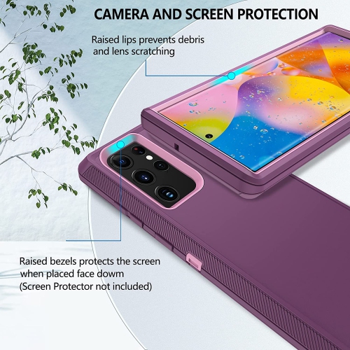 Samsung S22 Ultra Case, Heavy Duty Defender Shockproof Protection Bumper Rugged Case Soft TPU Hard PC Phone