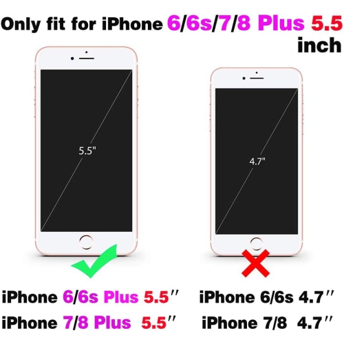 Phone Case for iPhone 6plus 6splus 7plus 8plus i 6/6s/7/8 Plus with Screen Protector Cover and Full Body