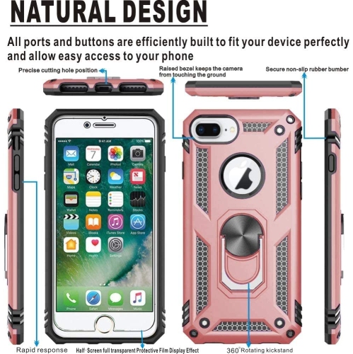 Compatible with iPhone 8 Plus/7 Plus,iPhone 6s Plus/ 6 Plus Phone Case, Screen Protector 360 Degree Rotating